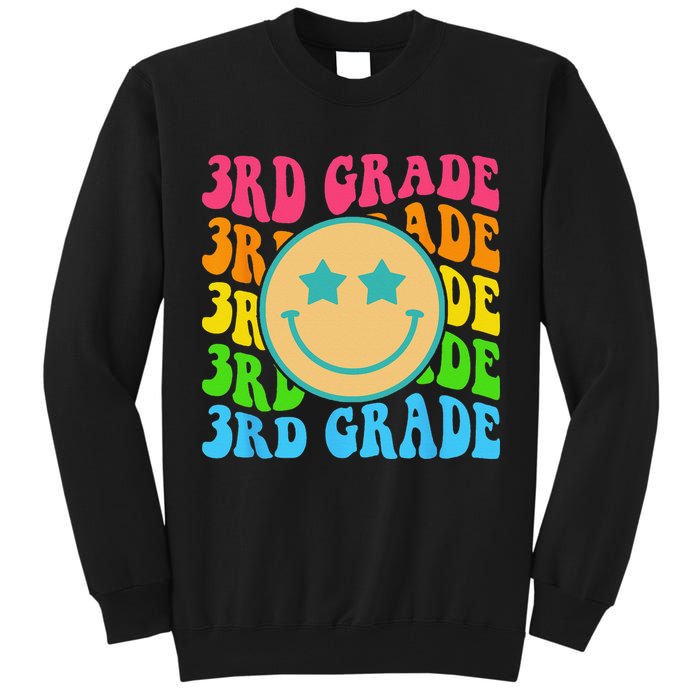 Groovy Third Grade Vibes Face Retro Teachers Back To School Tall Sweatshirt