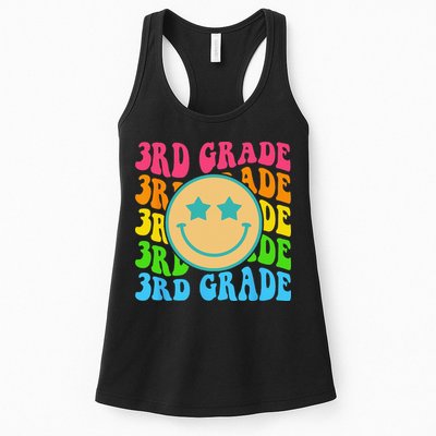 Groovy Third Grade Vibes Face Retro Teachers Back To School Womens Tank Top