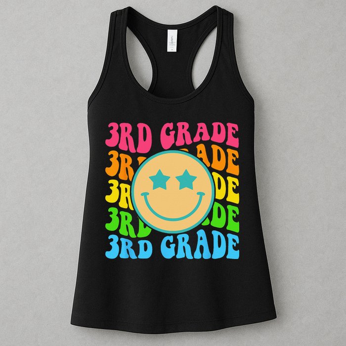 Groovy Third Grade Vibes Face Retro Teachers Back To School Womens Tank Top