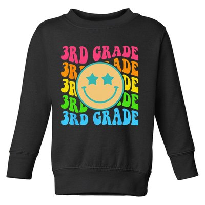 Groovy Third Grade Vibes Face Retro Teachers Back To School Toddler Sweatshirt