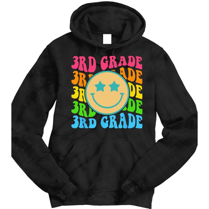Groovy Third Grade Vibes Face Retro Teachers Back To School Tie Dye Hoodie