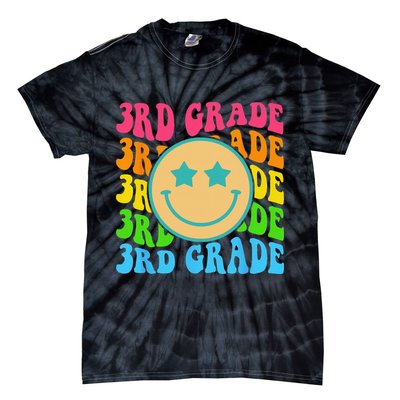 Groovy Third Grade Vibes Face Retro Teachers Back To School Tie-Dye T-Shirt