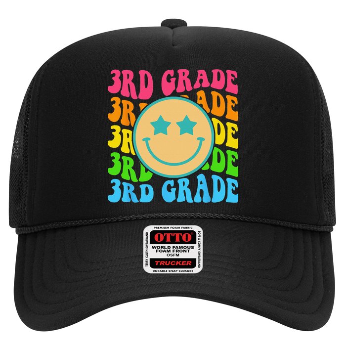 Groovy Third Grade Vibes Face Retro Teachers Back To School Trucker Hat