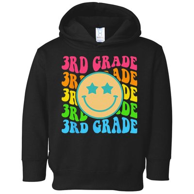 Groovy Third Grade Vibes Face Retro Teachers Back To School Toddler Hoodie