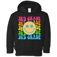 Groovy Third Grade Vibes Face Retro Teachers Back To School Toddler Hoodie