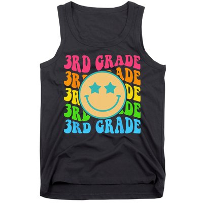 Groovy Third Grade Vibes Face Retro Teachers Back To School Tank Top