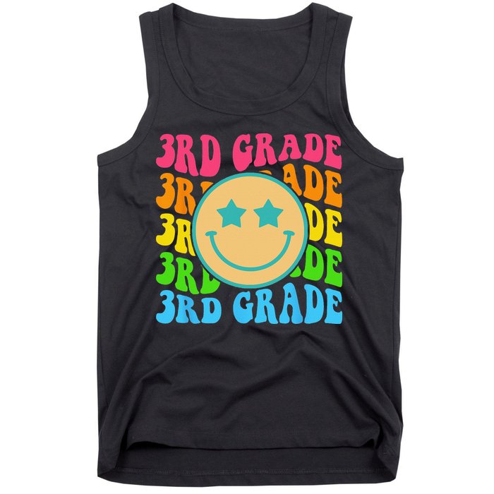 Groovy Third Grade Vibes Face Retro Teachers Back To School Tank Top