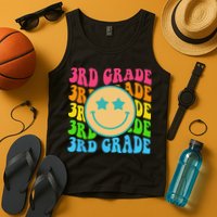 Groovy Third Grade Vibes Face Retro Teachers Back To School Tank Top