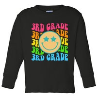 Groovy Third Grade Vibes Face Retro Teachers Back To School Toddler Long Sleeve Shirt
