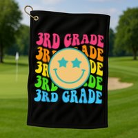 Groovy Third Grade Vibes Face Retro Teachers Back To School Golf Towel