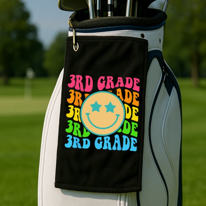 Groovy Third Grade Vibes Face Retro Teachers Back To School Golf Towel