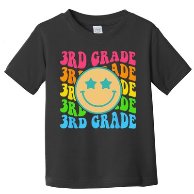 Groovy Third Grade Vibes Face Retro Teachers Back To School Toddler T-Shirt