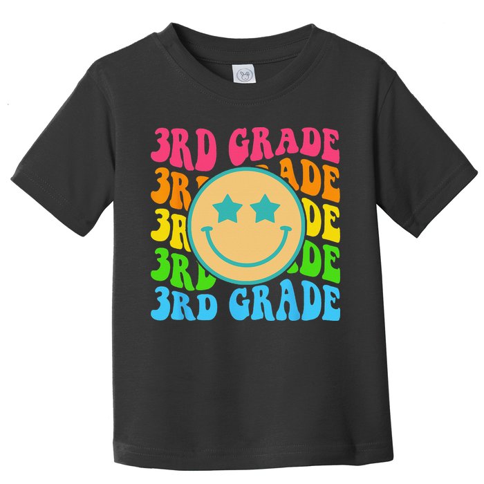 Groovy Third Grade Vibes Face Retro Teachers Back To School Toddler T-Shirt