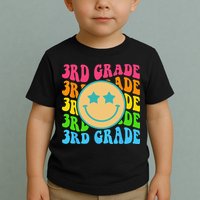 Groovy Third Grade Vibes Face Retro Teachers Back To School Toddler T-Shirt