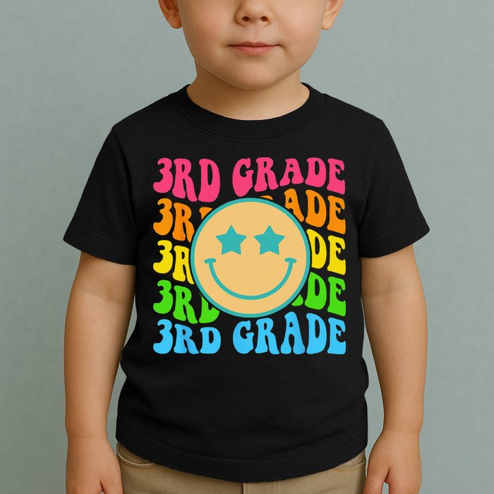 Groovy Third Grade Vibes Face Retro Teachers Back To School Toddler T-Shirt