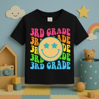 Groovy Third Grade Vibes Face Retro Teachers Back To School Toddler T-Shirt