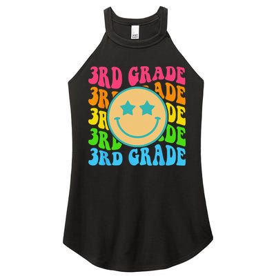 Groovy Third Grade Vibes Face Retro Teachers Back To School Women's Perfect Tri Rocker Tank