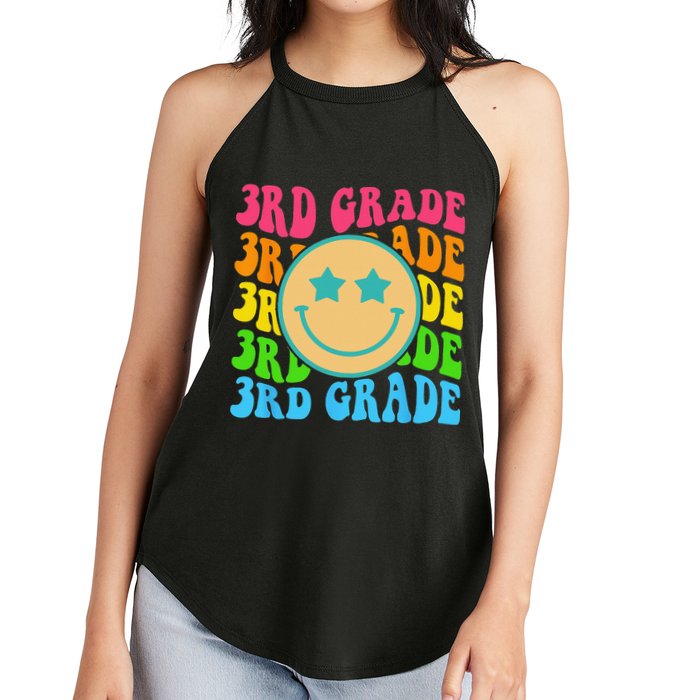 Groovy Third Grade Vibes Face Retro Teachers Back To School Women's Perfect Tri Rocker Tank