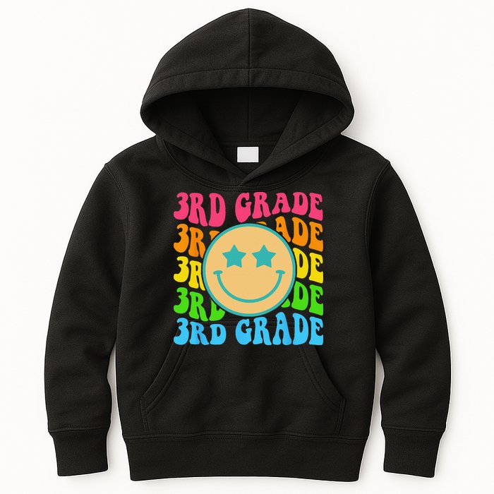 Groovy Third Grade Vibes Face Retro Teachers Back To School Kids Hoodie