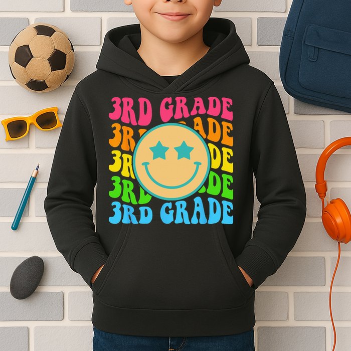Groovy Third Grade Vibes Face Retro Teachers Back To School Kids Hoodie