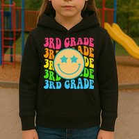 Groovy Third Grade Vibes Face Retro Teachers Back To School Kids Hoodie