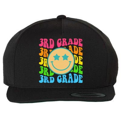 Groovy Third Grade Vibes Face Retro Teachers Back To School Wool Snapback Cap