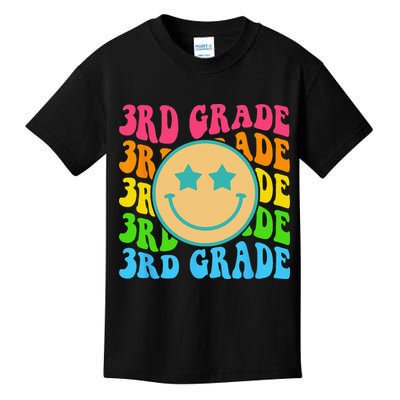 Groovy Third Grade Vibes Face Retro Teachers Back To School Kids T-Shirt