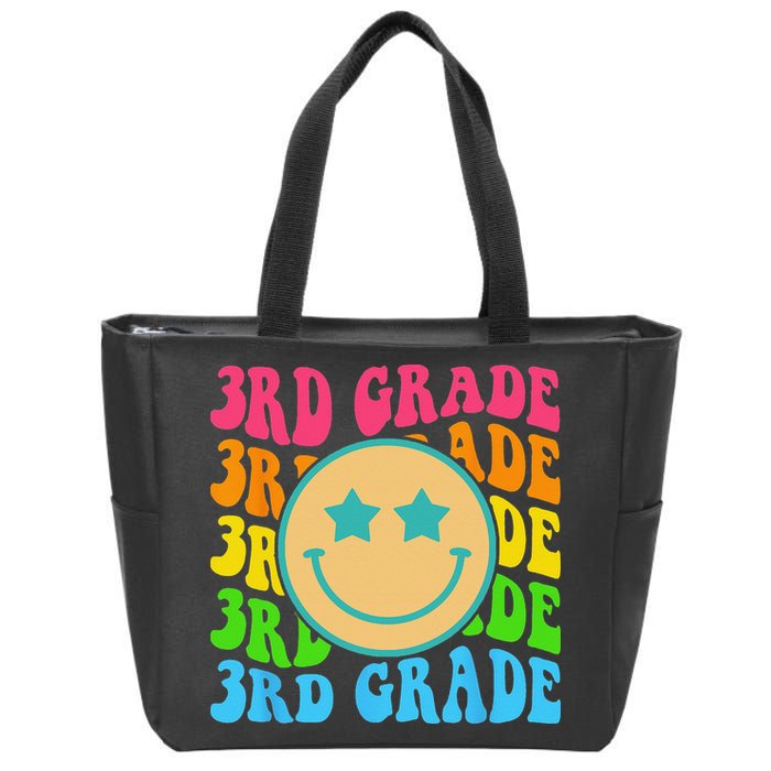 Groovy Third Grade Vibes Face Retro Teachers Back To School Zip Tote Bag