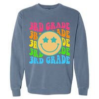 Groovy Third Grade Vibes Face Retro Teachers Back To School Garment-Dyed Sweatshirt
