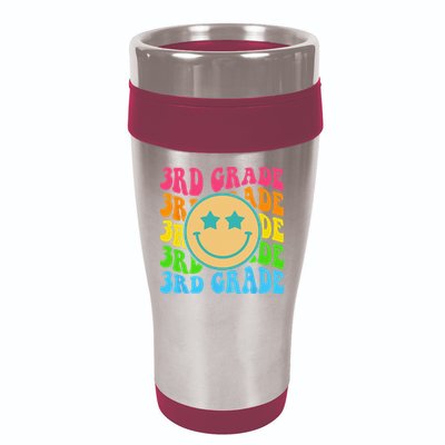Groovy Third Grade Vibes Face Retro Teachers Back To School 16oz Travel Tumbler