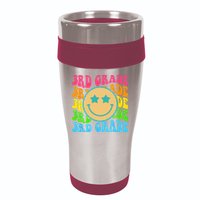 Groovy Third Grade Vibes Face Retro Teachers Back To School 16oz Travel Tumbler