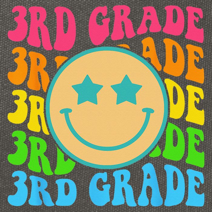 Groovy Third Grade Vibes Face Retro Teachers Back To School Cotton Canvas Backpack