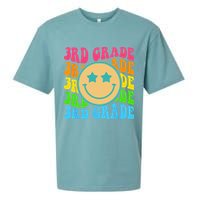 Groovy Third Grade Vibes Face Retro Teachers Back To School Sueded Cloud Jersey T-Shirt