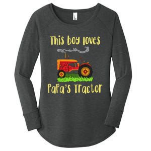 Grandpas Tractor Gift Just A Boy Who Loves PapaS Tractor Women's Perfect Tri Tunic Long Sleeve Shirt