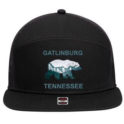 Gatlinburg Tennessee Great Smoky Mountains Bear Gift 7 Panel Mesh Trucker Snapback Hat