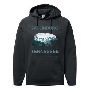 Gatlinburg Tennessee Great Smoky Mountains Bear Gift Performance Fleece Hoodie