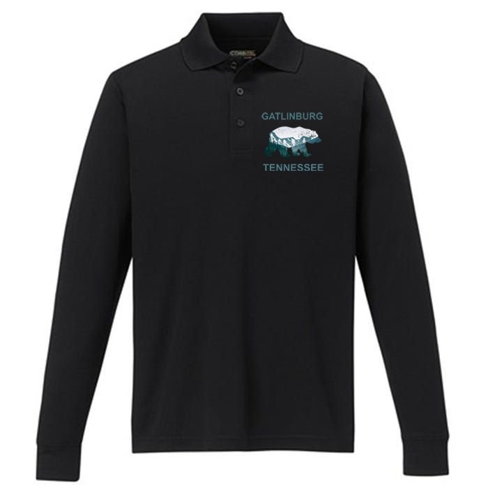 Gatlinburg Tennessee Great Smoky Mountains Bear Gift Performance Long Sleeve Polo