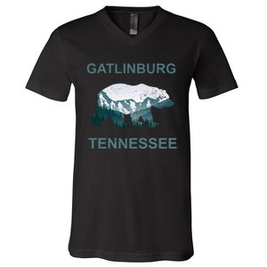 Gatlinburg Tennessee Great Smoky Mountains Bear Gift V-Neck T-Shirt