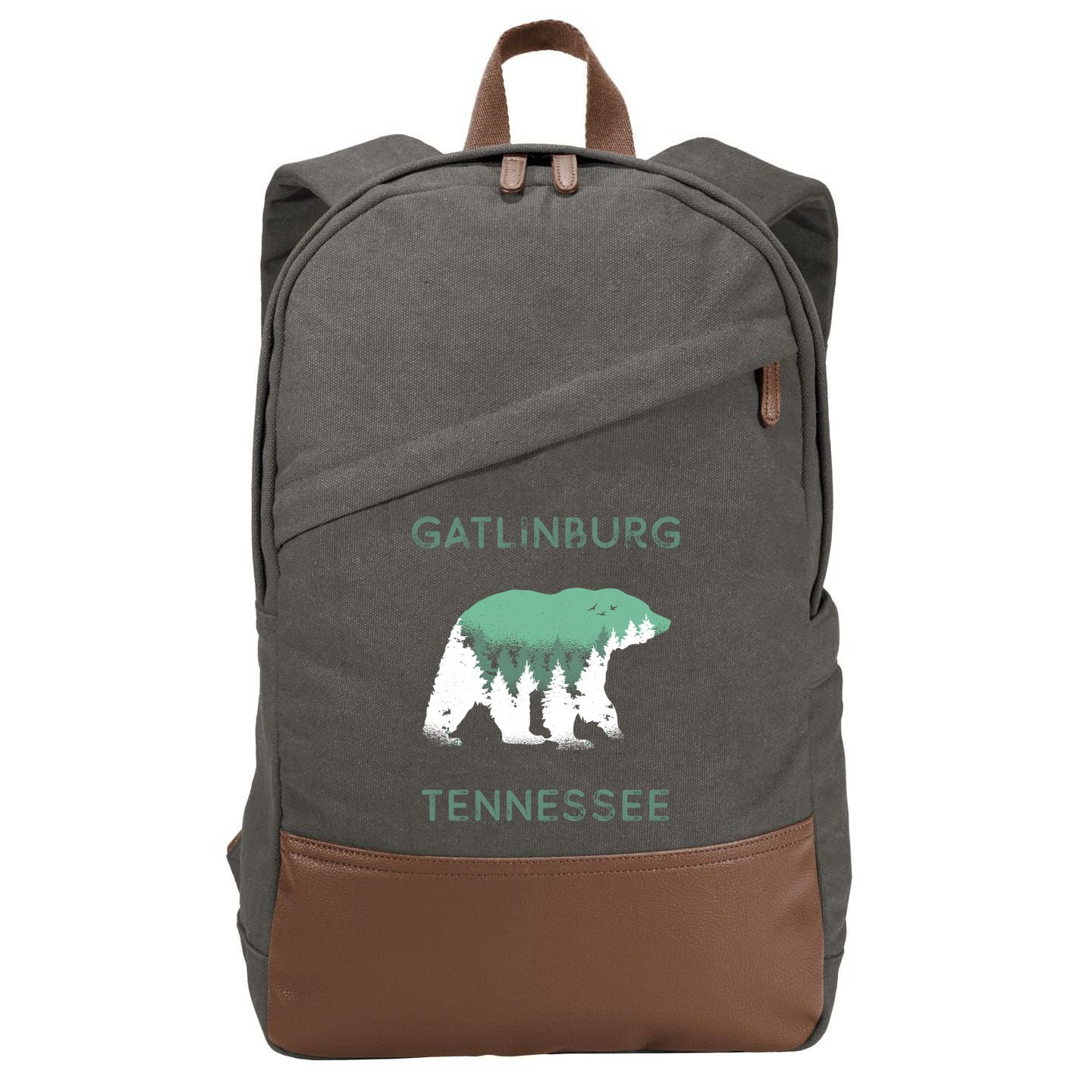 Gatlinburg Tennessee Great Smoky Mountains Bear Gift Cotton Canvas Backpack