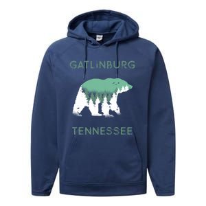 Gatlinburg Tennessee Great Smoky Mountains Bear Gift Performance Fleece Hoodie