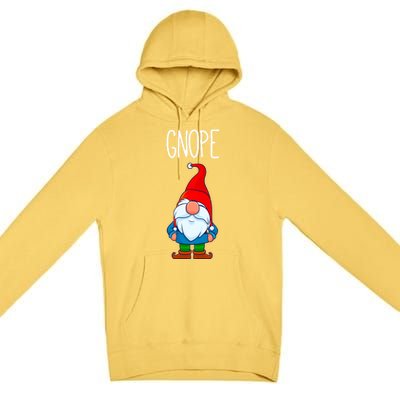 Gnope Tomte Garden Gnome Gift Funny Scandinavian Nope Meaningful Gift Premium Pullover Hoodie