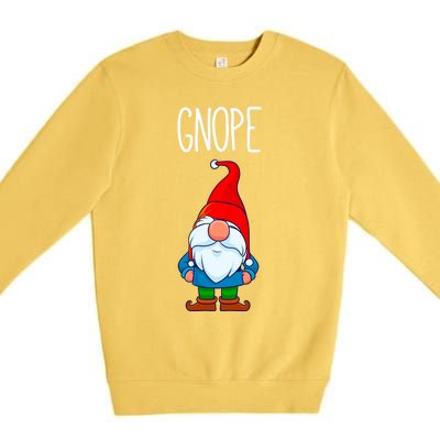 Gnope Tomte Garden Gnome Gift Funny Scandinavian Nope Meaningful Gift Premium Crewneck Sweatshirt