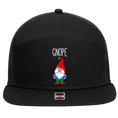 Gnope Tomte Garden Gnome Gift Funny Scandinavian Nope Meaningful Gift 7 Panel Mesh Trucker Snapback Hat