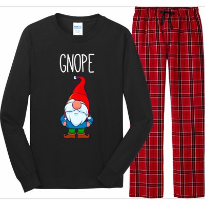 Gnope Tomte Garden Gnome Gift Funny Scandinavian Nope Meaningful Gift Long Sleeve Pajama Set