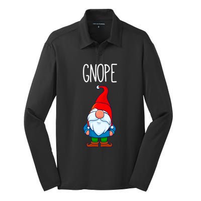 Gnope Tomte Garden Gnome Gift Funny Scandinavian Nope Meaningful Gift Silk Touch Performance Long Sleeve Polo