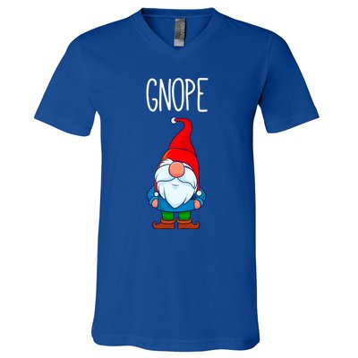 Gnope Tomte Garden Gnome Gift Funny Scandinavian Nope Meaningful Gift V-Neck T-Shirt