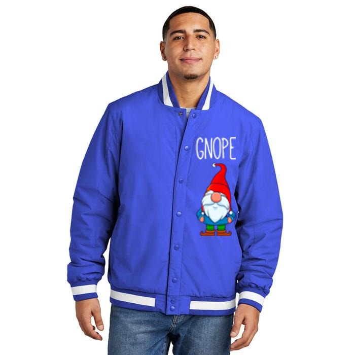 Gnope Tomte Garden Gnome Gift Funny Scandinavian Nope Meaningful Gift Insulated Varsity Jacket