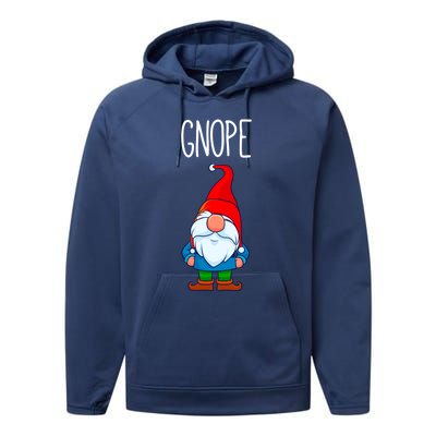 Gnope Tomte Garden Gnome Gift Funny Scandinavian Nope Meaningful Gift Performance Fleece Hoodie