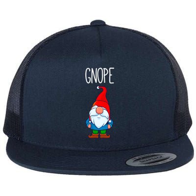 Gnope Tomte Garden Gnome Gift Funny Scandinavian Nope Meaningful Gift Flat Bill Trucker Hat