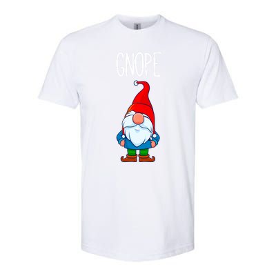 Gnope Tomte Garden Gnome Gift Funny Scandinavian Nope Meaningful Gift Softstyle CVC T-Shirt